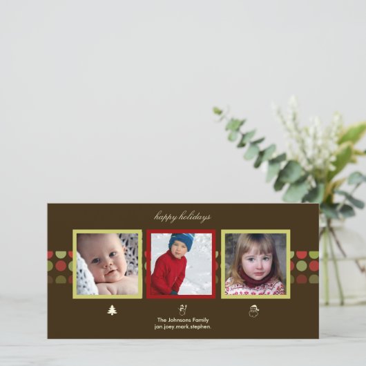 PixDezines retro stippen, fotokaarten Feestdagenkaart (Staand voorkant)