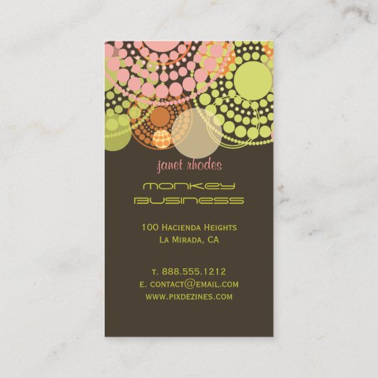 PixDezines  retro stippen Visitekaartje (Achterkant)