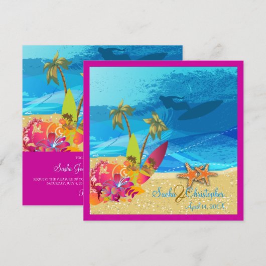 PixDezines Retro Surfers, bestemmingsgebeurtenisse Kaart (Voorkant / Achterkant)