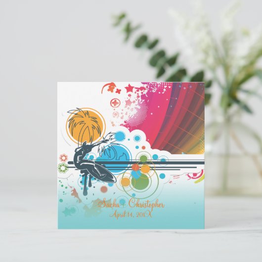 PixDezines Retro Surfers, bestemmingsgebeurtenisse Kaart (Staand voorkant)