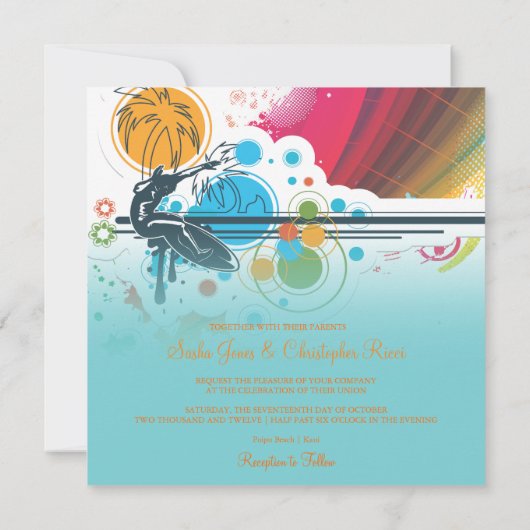 PixDezines Retro Surfers, bestemmingsgebeurtenisse Kaart (Achterkant)