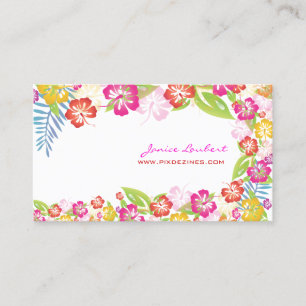 PixDezines retro vet tropische bloemen/goud voorra Visitekaartje
