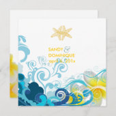 PixDezines retro waves, plumeria+stervis+strand Kaart (Voorkant / Achterkant)