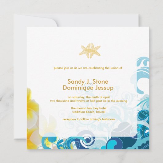 PixDezines retro waves, plumeria+stervis+strand Kaart (Achterkant)