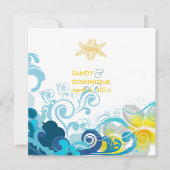 PixDezines retro waves, plumeria+stervis+strand Kaart (Voorkant)