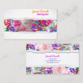 PixDezines retro zwirls/neonkleuren Visitekaartje (Voorkant / Achterkant)