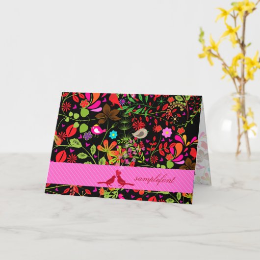 PixDezines retrotree/DIY achtergrond +trim kleuren Kaart (Gele Bloem)