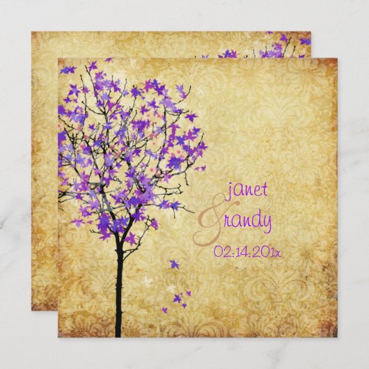 PixDezines retroviolet ahorebomen Kaart (Voorkant / Achterkant)