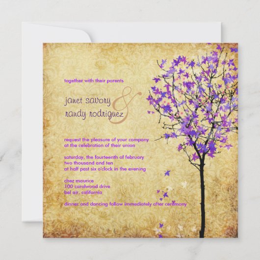 PixDezines retroviolet ahorebomen Kaart (Achterkant)