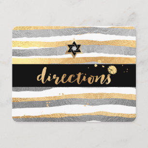 PixDezines richtingen/zilver/goud/strepen/mitzvah Informatiekaartje