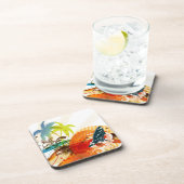 PixDezines riptide surfers/dij achtergrondkleur Drankjes Onderzetter (Rechterzijde)