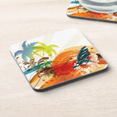 PixDezines riptide surfers/diy achtergrondkleur Drankjes Onderzetter (Linkerzijde)