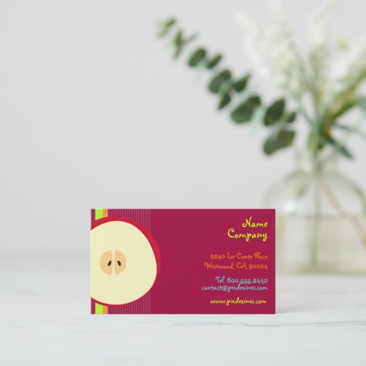 PixDezines Rode appel / smoothie Visitekaartje (Staand voorkant)