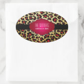 PixDezines rode cheetah + faux perkament Ovale Sticker (Tas)