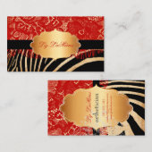 PixDezines rode  kant+zebra Visitekaartje (Voorkant / Achterkant)