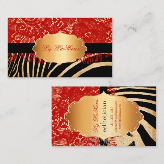 PixDezines rode  kant+zebra Visitekaartje (Voorkant / Achterkant)