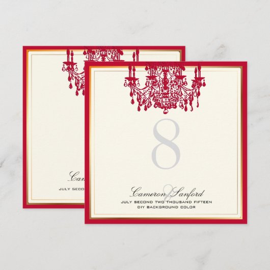 PixDezines rode kroonluchters/tafel nummers Kaart (Voorkant / Achterkant)
