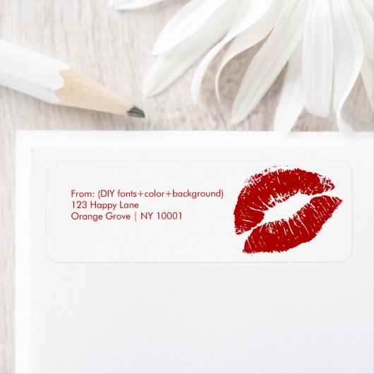 PixDezines rode lippen/kus Etiket (Insitu)