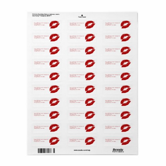 PixDezines rode lippen/kus Etiket (Full Sheet)