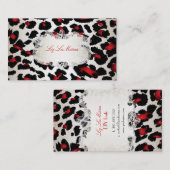 PixDezines rode luipaard/champagne Visitekaartje (Voorkant / Achterkant)