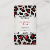 PixDezines rode luipaard/champagne Visitekaartje (Achterkant)