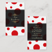 PixDezines rode polka-punten Visitekaartje (Voorkant / Achterkant)