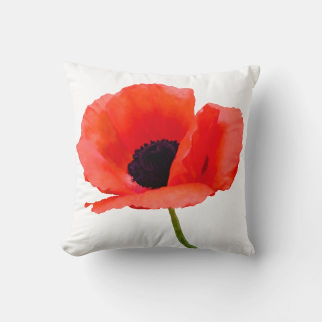 PixDezines rode poppies/DIY achtergrondkleuren Kussen (Voorkant)