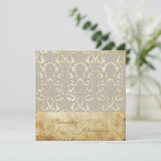 PixDezines +Romantic Flora Damask Kaart (Staand voorkant)
