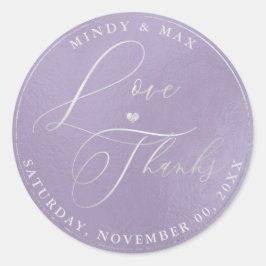 PixDezines ROMANTISCH SCRIPT LIEFDE+DANK DIY KLEUR Ronde Sticker