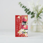 PixDezines rood fluwelen bruidstaart/doe-het-zelf  Visitekaartje (Staand voorkant)