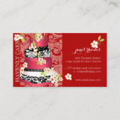 PixDezines rood fluwelen bruidstaart/doe-het-zelf  Visitekaartje (Achterkant)