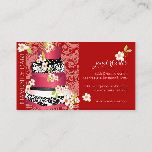PixDezines rood fluwelen bruidstaart/doe-het-zelf Visitekaartje (Achterkant)