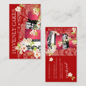 PixDezines rood fluwelen bruidstaart/doe-het-zelf  Visitekaartje (Voorkant / Achterkant)