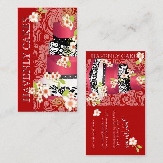 PixDezines rood fluwelen bruidstaart/doe-het-zelf Visitekaartje (Voorkant / Achterkant)