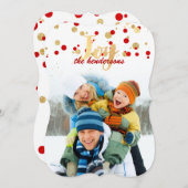 PixDezines rood/goud/faux folie confetti/vakantie Feestdagenkaart (Voorkant / Achterkant)