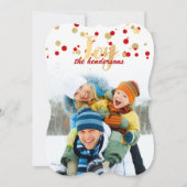 PixDezines rood/goud/faux folie confetti/vakantie Feestdagenkaart (Voorkant)