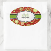 PixDezines Rood+Groen Kerstornamenten Ovale Sticker (Tas)