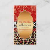 PixDezines rood  kant+cheetah+zebra Visitekaartje (Achterkant)