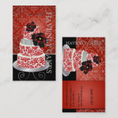 PixDezines roodfluwelen taart/pâtisserie Visitekaartje (Voorkant / Achterkant)