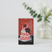 PixDezines roodfluwelen taart/pâtisserie Visitekaartje (Staand voorkant)