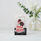 PixDezines roodfluwelen taart/pâtisserie Visitekaartje (Staand voorkant)