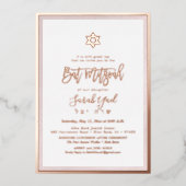 PixDezines Roos Gold Bat Mitzvah DIY Background Folie Uitnodiging (Voorkant)
