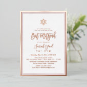 PixDezines Roos Gold Bat Mitzvah DIY Background Folie Uitnodiging (Staand Voorkant)