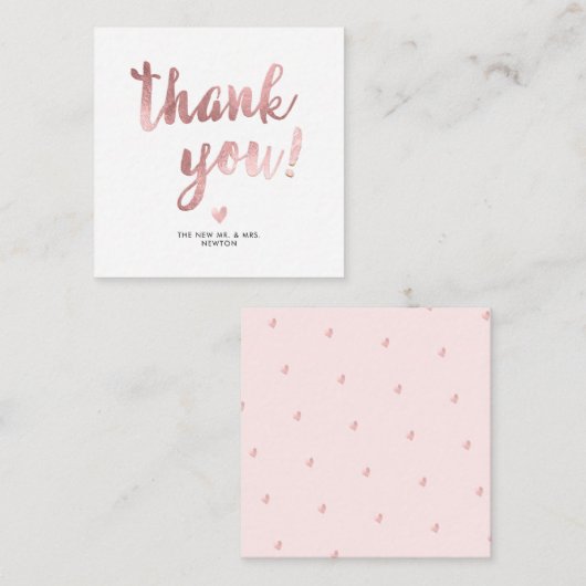 PixDezines Roos Gold Brush Script Dank u Notitiekaartje (Voorkant / Achterkant)