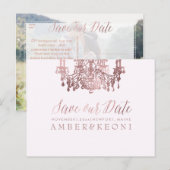 PixDezines Roos Gold Chadelier/Foto/Bewaar onze da Aankondigingskaart (Voorkant / Achterkant)