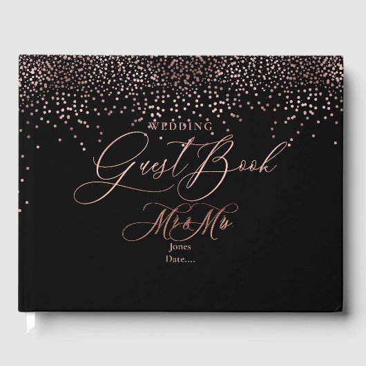 PixDezines ROOS GOLD CONFETTI+DIY ACHTERGROND Gastenboek (Voorkant)