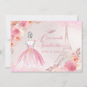 PixDezines Roos Gold Eiffel Tower Quinceanera Kaart (Voorkant)