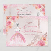 PixDezines Roos Gold Eiffel Tower Quinceanera Kaart (Voorkant / Achterkant)