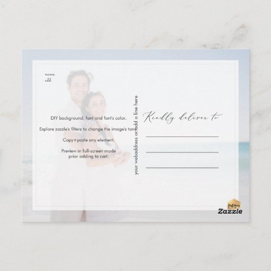 PixDezines Roos Gold Elegant Kalligrafie Opslaan D Briefkaart (Achterkant)