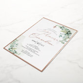 PixDezines Roos Gold Eucalyptus Primeira Comunhão Folie Uitnodiging (Gedraaid)